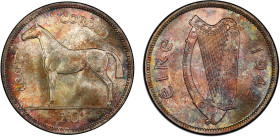 IRELAND: Republic, AR halfcrown, 1942, KM-16, Irish Hunter Horse, fantastic multicolored toning, a lovely example! PCGS graded MS66.

Estimate: USD ...