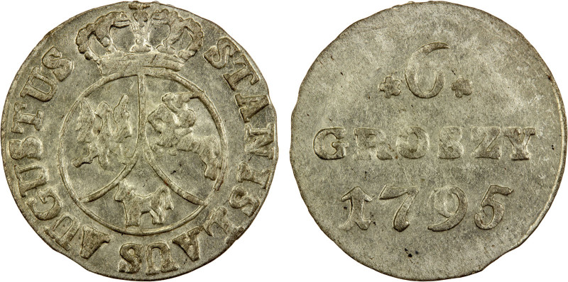 POLAND: Stanislaus Augustus, 1764-1795, BI 6 groszy, 1795, KM-215, better date o...