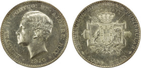 PORTUGAL: Manuel II, 1908-1910, AR 1000 reis, 1910, KM-558, Gomes-E2-07.01, Peninsular War Centennial, lightly cleaned, some luster remains, AU, ex Jo...