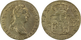 SPAIN: Fernando VII, 1808-1833, 2 reales imitation (3.99g), 1833-C, as KM-460.2, assayer AJ, classic contemporary imitation, presumably in debased sil...