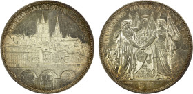 SWITZERLAND: Confederation, AR 5 francs, 1876, Bruce-XS13, Lausanne Shooting Festival, lightly hairlined, beautiful peripheral toning, Unc, ex Joe Sed...