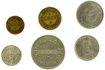 SWITZERLAND: Konsum-Genossenschaft, 6-piece token set, ND (ca. 1900?), Menzel-4052.1, 4052.3, 4052.4, 4052.6, 4052.8, 4052.10, Konsum-Genossenschaft, ...