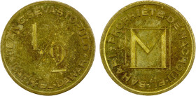 EGYPT: Jean C. Sevastopulo, 1/2 ghirsh token (3.71g), ND (ca. 1950), 26mm brass token, large central "1/2" with JEAN C. SEVASTOPULO - KAFR EL DAWAR ar...