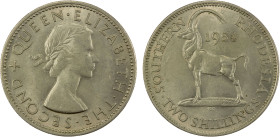 SOUTHERN RHODESIA: Elizabeth II, 1954, 2 shillings, 1954, KM-30, Sable Antelope, one-year type, Choice AU.

Estimate: USD 100 - 150