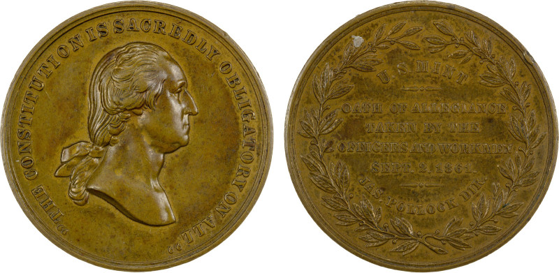 UNITED STATES: AE medal, 1861, Julian CM-2, Baker-279A, 30mm bronze medal by Ant...