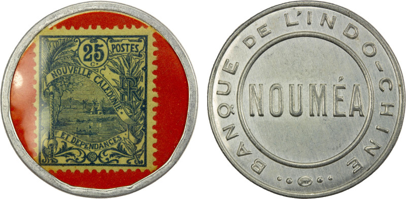 NEW CALEDONIA: Banque de L'Indo-Chine, 25 centimes encased postage (1.04g), ND (...