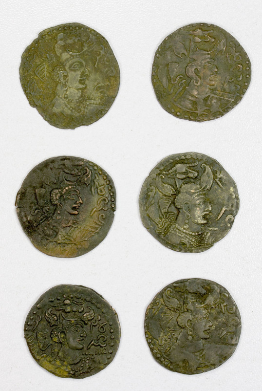 HUNNIC TRIBES: Nezak Malka, ca. 475-575, LOT of 6 billon drachms, type Göbl-198,...