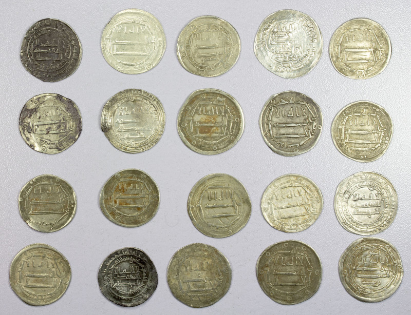 ABBASID: LOT of 20 silver dirhams, including Madinat al-Salam AH175 (2 pcs), 198...