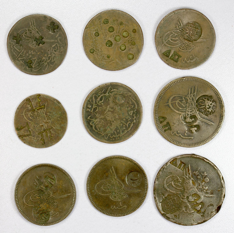 TURKEY: Countermarked Coins, LOT of 9 pieces, including Arabic types: Plomari, W...