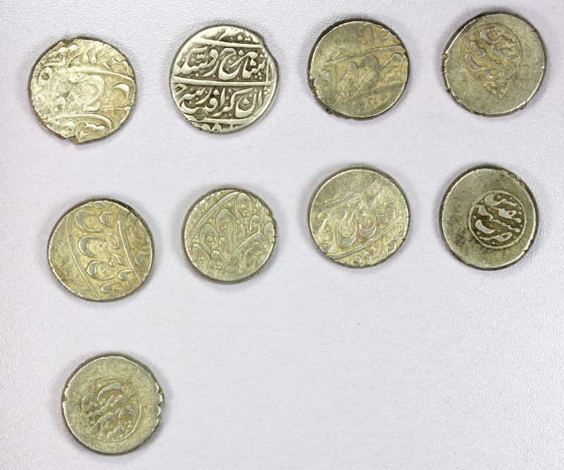 AFSHARID: Shahrukh, 1748-1755, LOT of 9 silver rupis, mint of Mashhad, all undat...