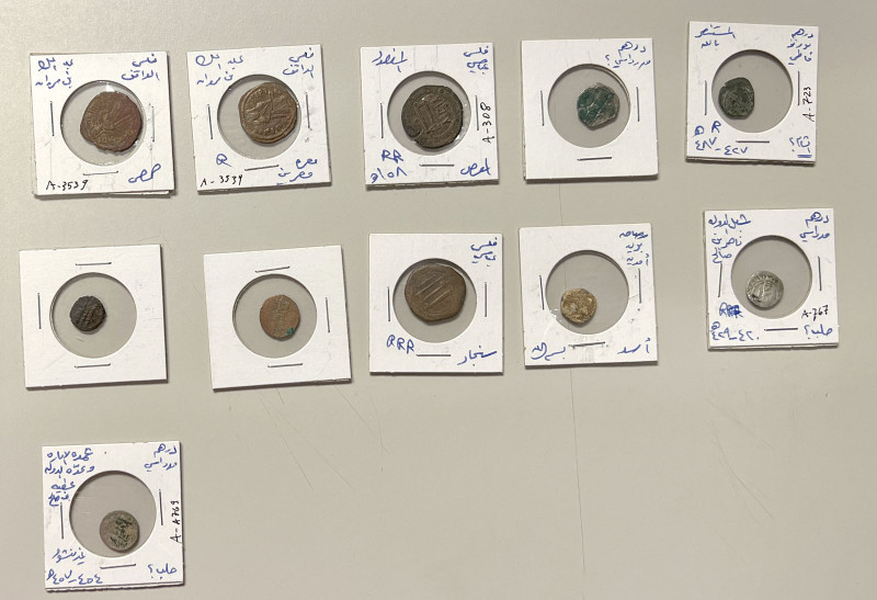 MEDIEVAL ISLAMIC: LOT of 11 coins, including 'Abbasid: AE fals (A-308 of al-Maws...