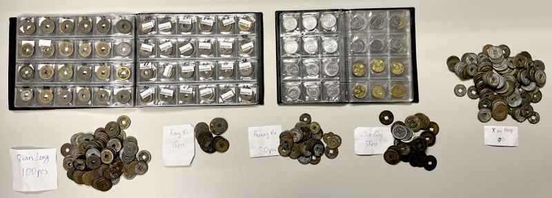 QING: LOT of 471 coins, including Kangxi (15 pcs), Qianlong (100), Jiaqing (35),...