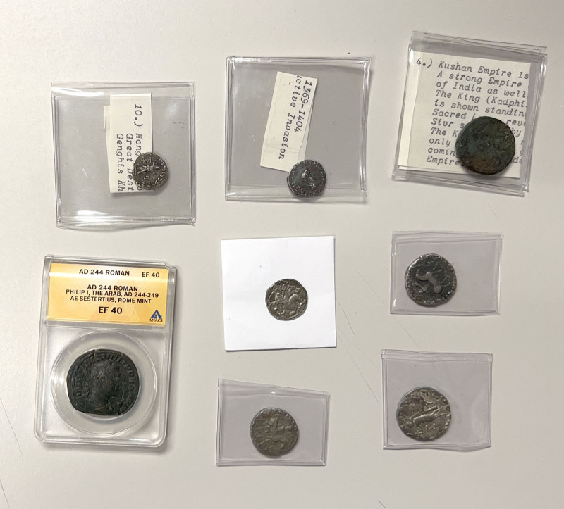 ANCIENT INDIA: LOT of 8 coins, including an Azes AR drachm (Senior-88.3D) and 3 ...