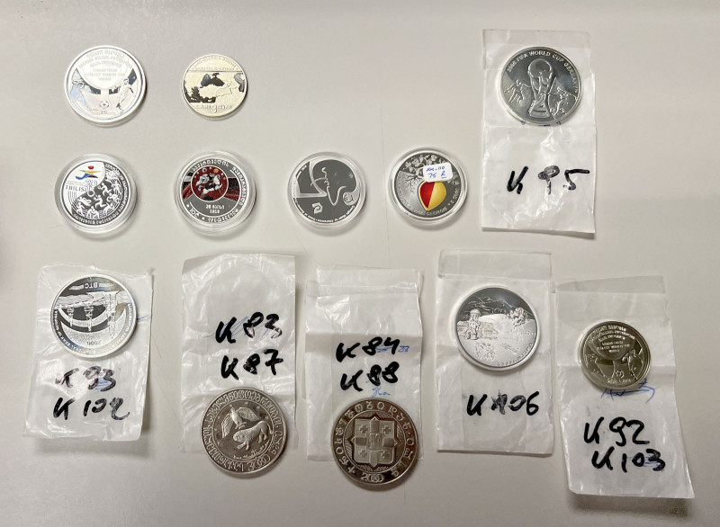 GEORGIA: LOT of 12 coins, including 1 lari: 2004 World Cup Soccer KM-95; 2 lari:...