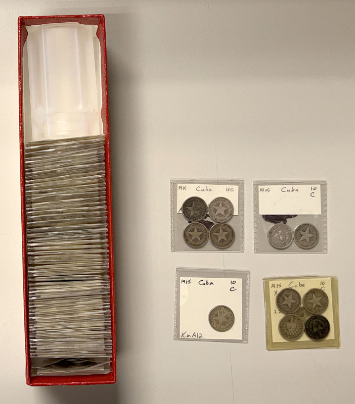 LATIN AMERICA: LOT of 101 silver coins, including Cuba (56 pcs), Dominican Repub...