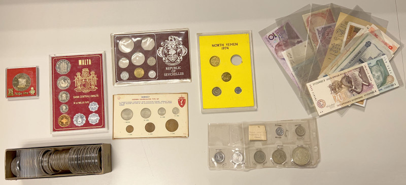 WORLDWIDE: LOT of 88 coins, banknotes, and exonumia items, including Bosnia-Herz...