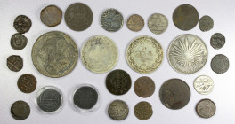 WORLDWIDE: LOT of 27 items, including Ancient: 5 late Roman bronzes (one Alexandrian); Islamic: 2 common AR dirhams (corroded); South Asia: 9 hammered...