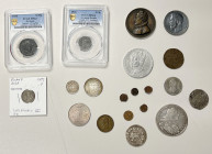 WORLDWIDE: LOT of 20 coins, tokens, and medals, including Austria (1 pc), German States/Bavaria (1, 1770 thaler), Hamburg (1, 1841 medalet), Germany (...