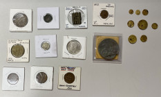 WORLDWIDE: LOT of 19 coins, a diverse group of interesting world coins, medals and tokens from Spain, Great Britain, Chile, German East Africa, Americ...