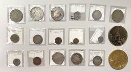 WORLDWIDE: LOT of 18 coins and exonumia items, including Bolivia (2 pcs), Canada/Newfoundland (1), Dominican Republic (2), German States/Saxony (3), I...