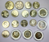 WORLDWIDE: LOT of 18 coins, including Cuba: 1915 Low Relief peso and 1953 peso nicely toned; Denmark: 1958 2 kroner (11 pcs); and Sweden: 1897 2 krono...