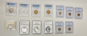 WORLDWIDE: LOT of 13 coins, all certified, including Canada: 1953 NSF dollar ICCS MS-63; Egypt: AH1277 year 8 10 para PCGS MS63; French Equatorial Afr...