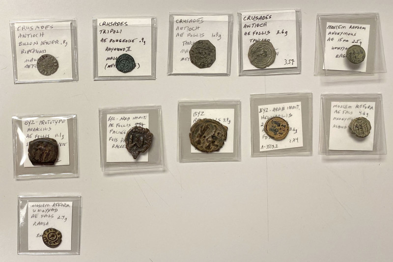 WORLDWIDE: LOT of 11 coins, Crusaders: AE folles of Antioch: Tancred, CCS-4a and...