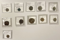 WORLDWIDE: LOT of 11 coins, Crusaders: AE folles of Antioch: Tancred, CCS-4a and CCS-4b; AE pougioise of Tripoli: CCS-3; and BI denier of Antioch, CCS...