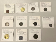 WORLDWIDE: LOT of 11 coins and medals, including Austria/Tyrol (1 pc), Belgium/Flanders (1), Great Britain (4, two gilt medalets and two AR medieval),...
