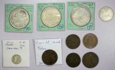 WORLDWIDE: LOT of 10 coins and tokens, including Bolivia (4 pcs, including three bolivianos), Canada (4, 1 coin and 3 tokens), and Great Britain (2, C...