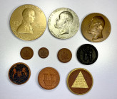 WORLDWIDE: LOT of 10 medals and tokens, including Germany/Freiburg: 1921 brown porcelain set 25pf-50pf-1mk; Hall in Swabia: 1922 40mm black porcelain ...