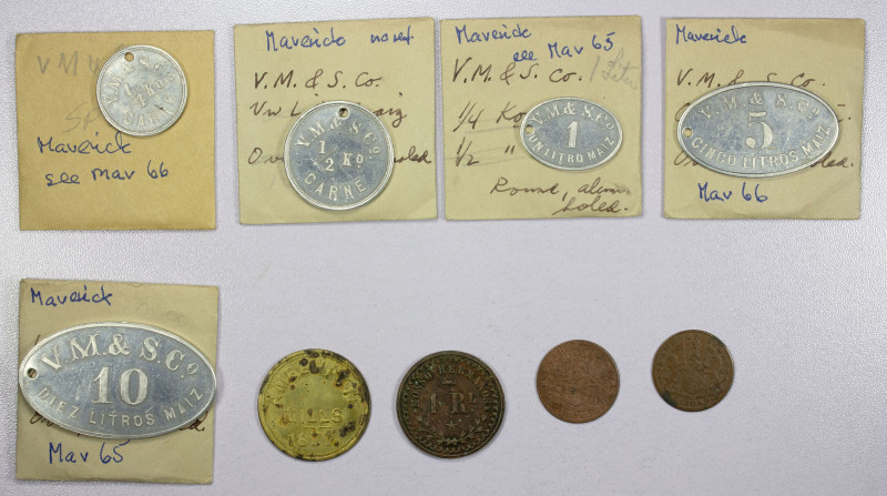 WORLDWIDE: LOT of 9 tokens, including Ceylon (1 pc., S & Co-Ambewatte Mills), Me...