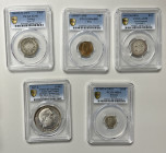 WORLDWIDE: LOT of 5 PCGS-certified coins, including Ethiopia: AR gersh EE1895-A KM-12 MS64; Germany: AR medallic 5 mark 1927-D X#1 (Hindenburg) Specim...