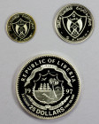 WORLDWIDE: LOT of 3 coins, including 1970/AH1389 Fujairah 2 riyals KM-2 Nixon a few reverse toning spots Proof, 1969/AH1388 Fujairah 5 riyals KM-3 Mun...