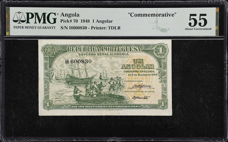 ANGOLA. Lot of 2. Governo Geral de Angola. 1 & 2 1/2 Angolares, 1948. P-70 & 71....