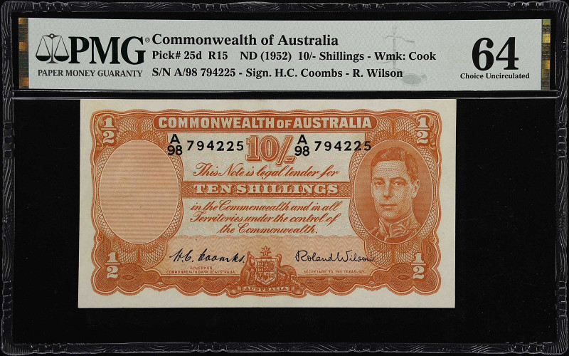 AUSTRALIA. Commonwealth Bank of Australia. 10 Shillings, ND (1952). P-25d. R15. ...