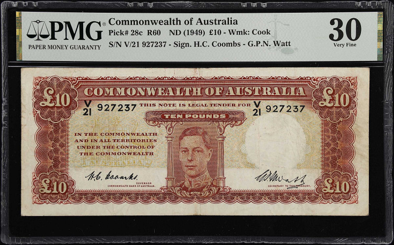 AUSTRALIA. Commonwealth Bank of Australia. 10 Pounds, ND (1949). P-28c. R60. PMG...