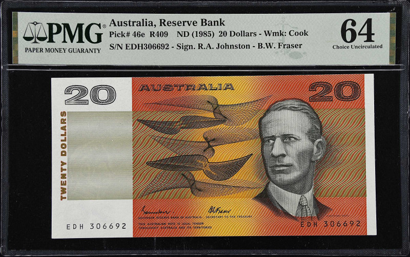 AUSTRALIA. Reserve Bank. 20 Dollars, 1974-1994. P-46e. PMG Choice Uncirculated 6...