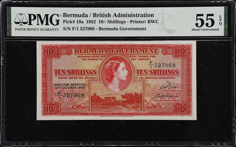 BERMUDA. Bermuda Government. 10 Shillings, 1952. P-19a. PMG About Uncirculated 5...