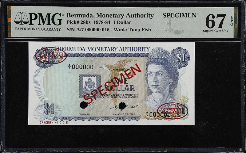 BERMUDA. Bermuda Monetary Authority. 1 Dollar, 1984. P-28bs. Specimen. PMG Super...