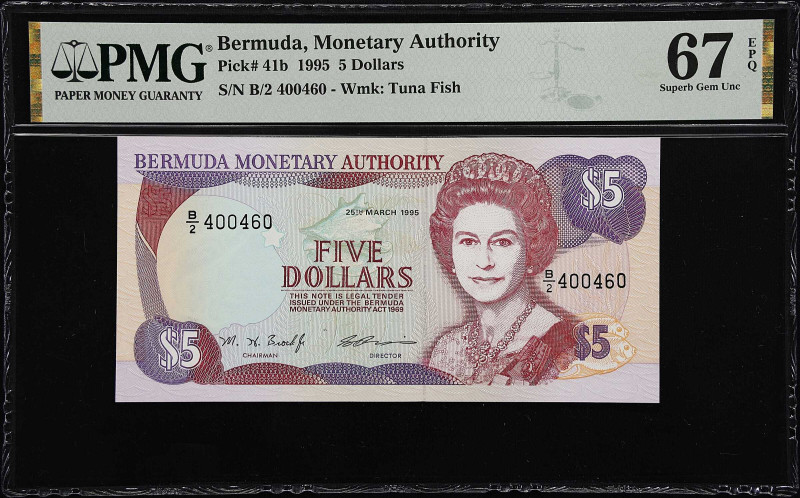 BERMUDA. Lot of (2). Bermuda Monetary Authority. 5 Dollars, 1995. P-41b. PMG Gem...