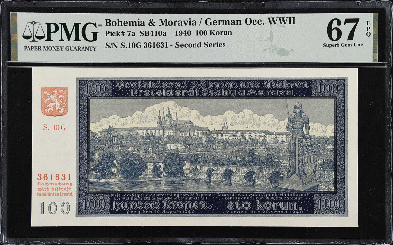 BOHEMIA. Protektorat Bohmen und Mahren. 100 Korun, 1940. P-7a. PMG Superb Gem Un...