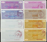 BOSNIA AND HERZEGOVINA. Lot of (8). Various Cities. 200, 500, 1000, 5000, 10,000 & 20,000 Dinara, ND (1992). P-48a, 48c, 49a, 50a, 51a, 51c, 52a & 52A...