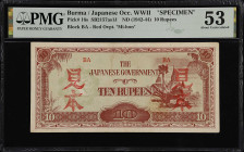 BURMA. Japanese Government. 10 Rupees, ND (1942-44). P-16s. Specimen. PMG About Uncirculated 53.

Estimate: $150.00- $250.00