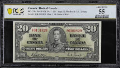 CANADA. Lot of (2). Bank of Canada. 20 Dollars, 1937. BC-25b & 25c. PCGS Banknote About Uncirculated 55.
2 pieces in lot.
PCGS Banknote About Uncirc...