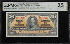 CANADA. Bank of Canada. 50 Dollars, 1937. BC-26c. PMG Choice Very Fine 35.

Estimate: $150.00- $250.00