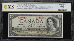 CANADA. Bank of Canada. 2, 5, 10 & 20 Dollars, 1954. BC-30b, 31a, 32b, & 33b. PCGS Banknote Choice Extremely Fine 45 to About Unc 55.
4 pieces in lot...