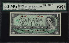 CANADA. Lot of (2). Bank of Canada. 1 Dollar, 1867-1967. P-BC-45aS & BC-45bS. PMG Gem Uncirculated 66 EPQ. Specimen.

Estimate: $800.00- $1000.00