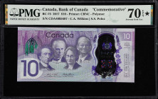CANADA. Bank of Canada. 10 Dollars, 2017. P-BC-75. PMG Perfect Seventy Uncirculated 70* EPQ. Commemorative.

Estimate: $200.00- $400.00