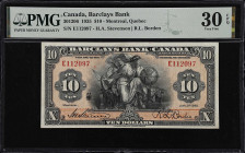 CANADA. Barclays Bank (Canada). 10 Dollars, 1935. P-CH# 30-12-06. PMG Very Fine 30 EPQ.

Estimate: $150.00- $250.00